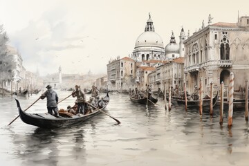 Taking a gondola ride in Venice, Italy.  - obrazy, fototapety, plakaty