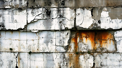Naklejka premium Old and Rough Cement Brick Wall, Grunge Material Architecture, Weathered and Textured Concrete Surface Background