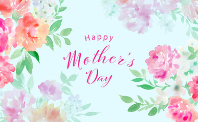 水彩で描いたカーネーションの背景用イラスト

