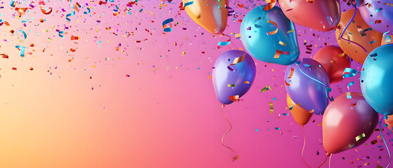 Floating Balloons in the Air - obrazy, fototapety, plakaty