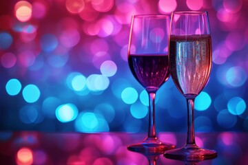champagne glass is transparent and elegant with bubbles rising to the surface of the contained liquid