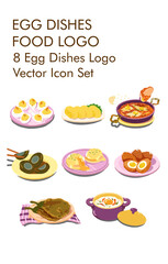 Egg dishes food logo vector icn set 