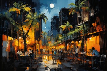 Obraz premium Experiencing the vibrant nightlife in Rio de Janeiro, Brazil.