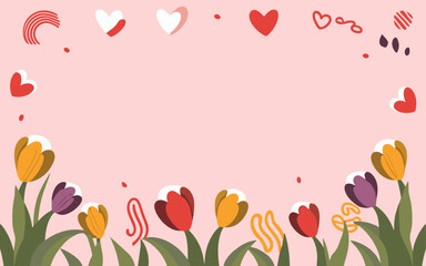 Abstract tulip background poster. Good for fashion fabrics, postcards, email header, wallpaper, banner, events, covers, advertising, and more. Valentine's day, women's day, mother's day background.