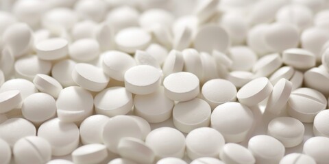Fototapeta na wymiar Pharmacy theme, white medicine tablets antibiotic pills.