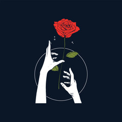 hand and rose artwork