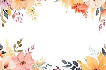 floral and botanical watercolor background with  leaves and flowers