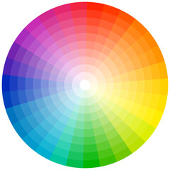 Color palette guide. Rainbow color wheel. Color wheel vector. Illustration of printing color wheel with twelve colors in gradations. Gradation of colors Theory in the circle.