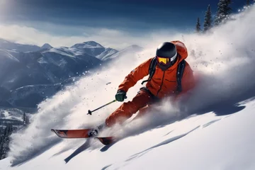 Poster Skiing in the Rockies, Colorado, USA. © ToonArt