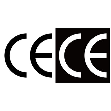 CE mark collection. CE icon symbol vector. Certification Mark set. CE sign black and white. Vector illustration