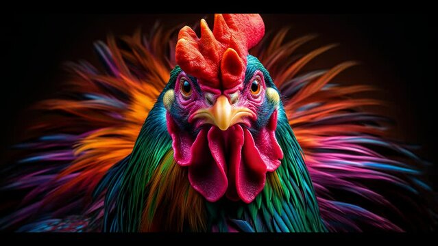 3d head of a colorful rooster
