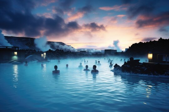 Taking a dip in the Blue Lagoon, Iceland.