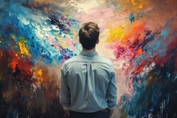 Obraz premium working on a canvas that is supported by an easel