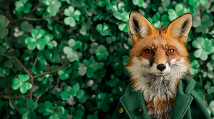 Fox on green background for St. Patrick's Day Festivities.