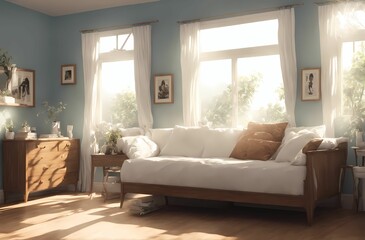 白いソファと暖かい部屋