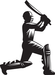 Cricket Batsman Batting Playing Great Shots Silhouette