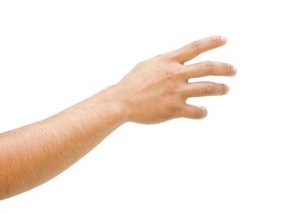 Men's hands making gestures like I'm about to grab something. or are about to help Isolated on white background.