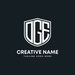 OGE creative letter shield logo design vector icon illustration