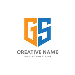 GS creative letter shield logo design vector icon illustration