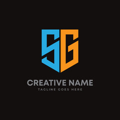 SG creative letter shield logo design vector icon illustration