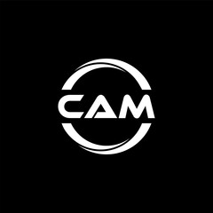 CAM letter logo design with black background in illustrator, cube logo, vector logo, modern alphabet font overlap style. calligraphy designs for logo, Poster, Invitation, etc.