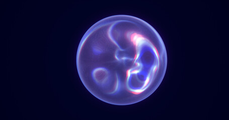 Naklejka na ściany i meble Blue glass energy plasma futuristic magic round ball sphere. Abstract background