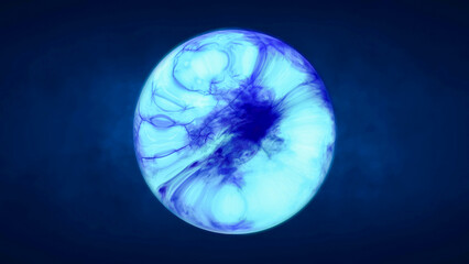 Blue translucent glass energy futuristic magic round ball liquid plasma sphere. Abstract background. Video in high quality 4k, motion design