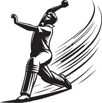 recommend clip art: Cricket Bowler Bowling Action Silhouette Design, 