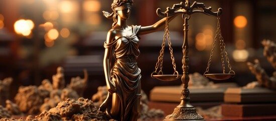 statue of justice with legal scales and gavel, law firm concept - obrazy, fototapety, plakaty