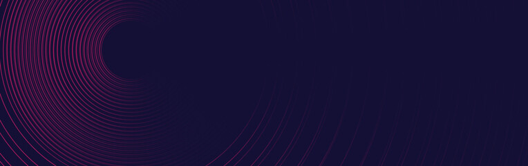 Futuristic abstract background. Glowing circle lines design. Swirl circular lines element. Future technology concept. Horizontal banner template. Suit for cover, banner, website. Vector illustration