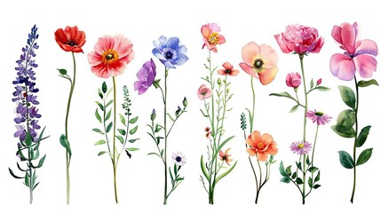 Obraz na płótnie Canvas Watercolor Botanical flowers