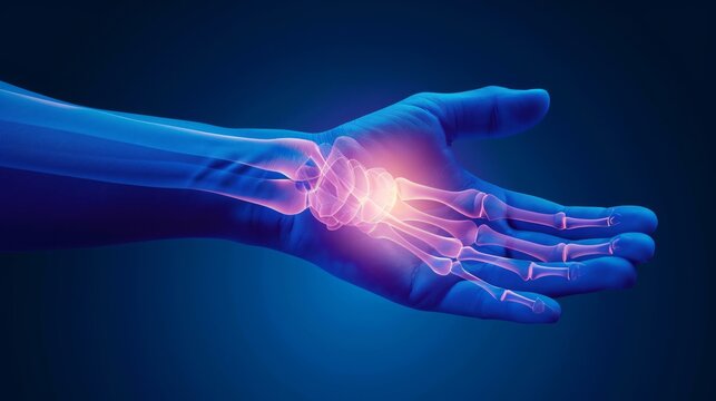 Wrist Pain, Hand X-ray Anatomy, Highlight Bones and Potential injuries
