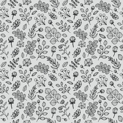 Floral seamless pattern. Minimalist botanical line art floral pattern. Ideal for textile design, wallpaper, wrapping, covers, cards, invitations and posters