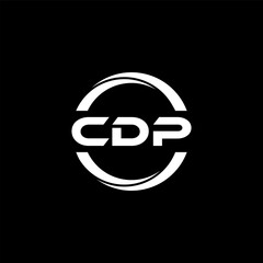CDP letter logo design with black background in illustrator, cube logo, vector logo, modern alphabet font overlap style. calligraphy designs for logo, Poster, Invitation, etc.
