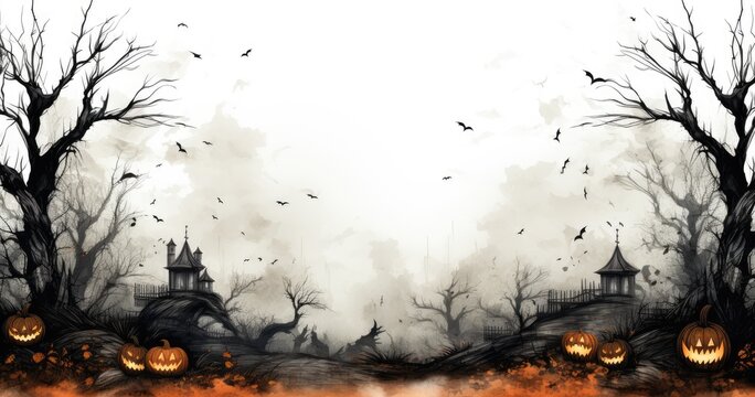 spooky halloween background with bats