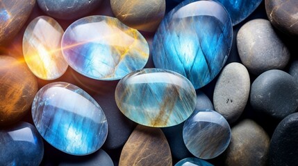 Colorful labradorite gemstone background texture AI Generated