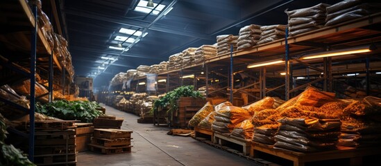 warehouse for storing tobacco harvest products