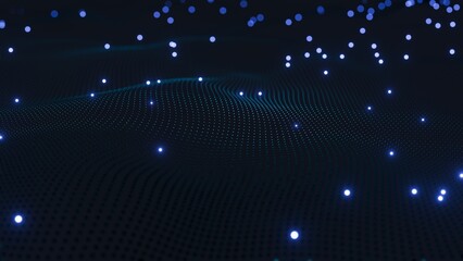 Technology digital wave background concept.Beautiful motion waving dots texture with glowing defocused particles. Cyber or technology background.