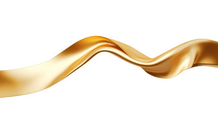 3d elegant gold ribbon isolated on transparent background