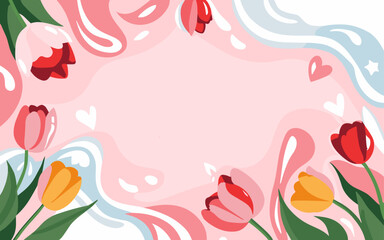 Fototapeta na wymiar Abstract floral background poster. Good for fashion fabrics, postcards, email header, wallpaper, banner, events, covers, advertising, and more. Valentine's day, women's day, mother's day background.