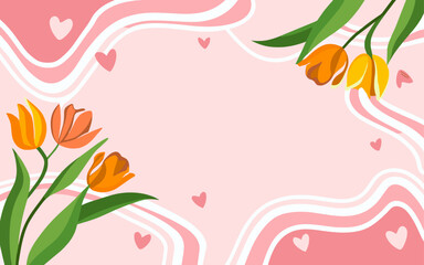 Abstract tulip background poster. Good for fashion fabrics, postcards, email header, wallpaper, banner, events, covers, advertising, and more. Valentine's day, women's day, mother's day background.