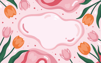 Abstract tulip background poster. Good for fashion fabrics, postcards, email header, wallpaper, banner, events, covers, advertising, and more. Valentine's day, women's day, mother's day background.