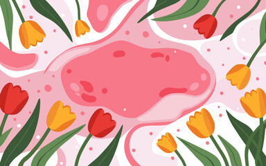 Abstract tulip background poster. Good for fashion fabrics, postcards, email header, wallpaper, banner, events, covers, advertising, and more. Valentine's day, women's day, mother's day background.