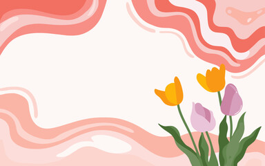 Abstract tulip background poster. Good for fashion fabrics, postcards, email header, wallpaper, banner, events, covers, advertising, and more. Valentine's day, women's day, mother's day background.
