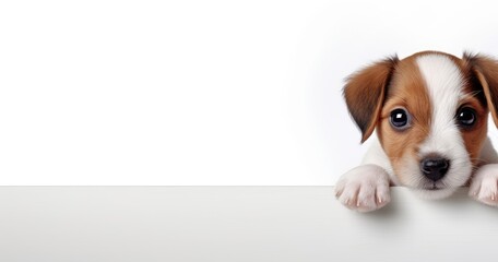 puppy with blank sign