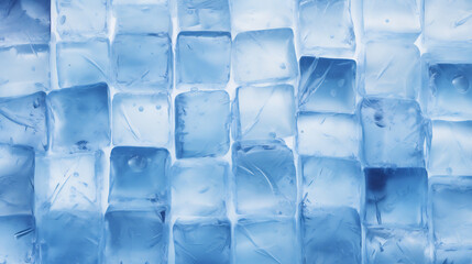 Full Frame Texture of Blue Ice Cubes Close-up. Cold Beverage Concept