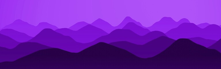 amazing purple hills in the dusk time digital graphics background texture illustration - obrazy, fototapety, plakaty