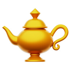 Arabic Teapot 3D Rendering Icon Isolated Transparent Background