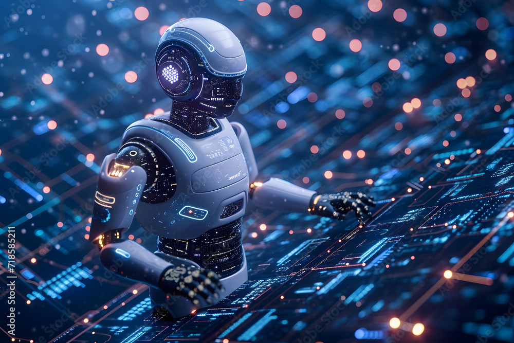 Poster circuit cerebrum: artificial intelligence robot on circuit board