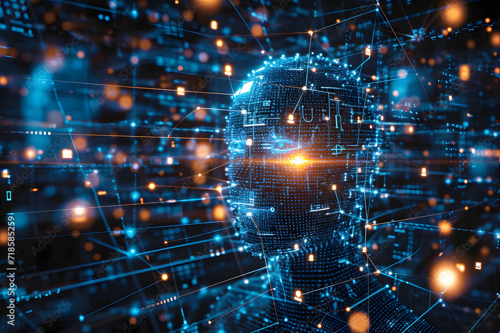 Poster circuit cerebrum: artificial intelligence robot on circuit board